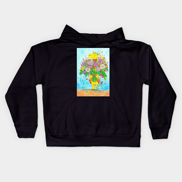 Giraffe bouquet Kids Hoodie by nicolejanes